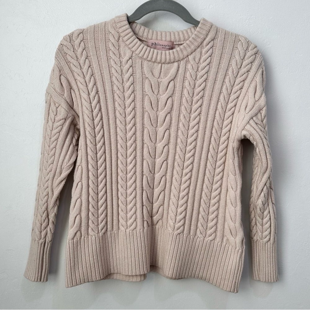 Philosophy Women's Beige Cable Knit Sweater Size XS